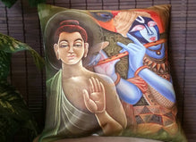 Krishna-Budha Digital print Bohemian Cushion Covers